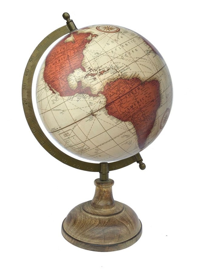 Globeskart Vintage Brick Red World Globe with Wooden Base and Brass Finish Arc/Antique Globe/Political Globe/Educational Globe/Home Decor/Gift Item/Brick Red